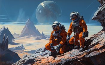 Sci-fi, astronaut, planet Wallpaper 2560x1600