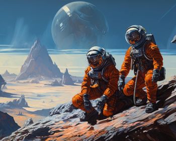 Sci-fi, astronaut, planet Wallpaper 1280x1024