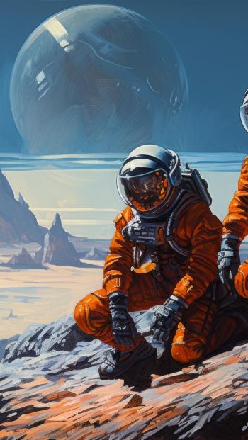 Sci-fi, astronaut, planet Wallpaper 640x1136