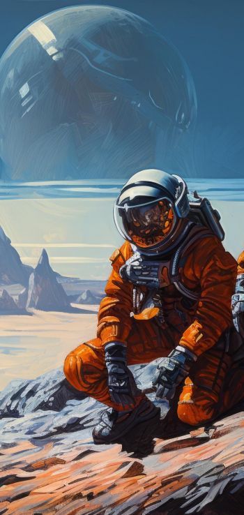 Sci-fi, astronaut, planet Wallpaper 720x1520
