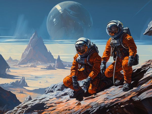 Sci-fi, astronaut, planet Wallpaper 1024x768