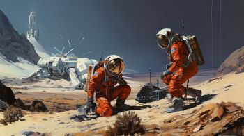 Sci-fi, astronaut, planet Wallpaper 1366x768