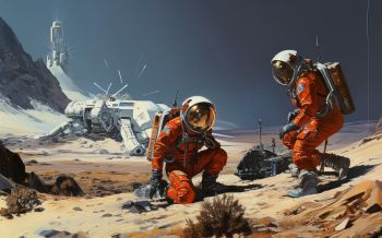 Sci-fi, astronaut, planet Wallpaper 1920x1200