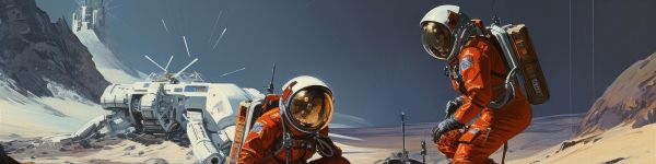 Sci-fi, astronaut, planet Wallpaper 1590x400