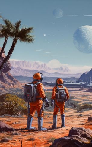 Sci-fi, astranaut, planet, cosmoart Wallpaper 800x1280