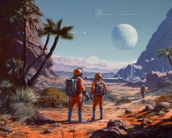 Sci-fi, astranaut, planet, cosmoart Wallpaper 1280x1024
