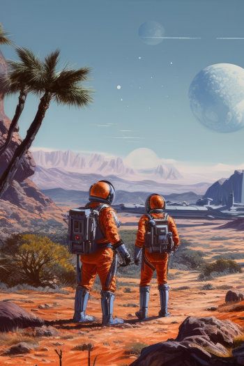 Sci-fi, astranaut, planet, cosmoart Wallpaper 640x960