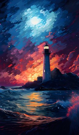 lighthouse, storm, night, waves Wallpaper 600x1024