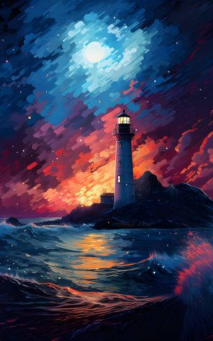 lighthouse, storm, night, waves Wallpaper 1200x1920