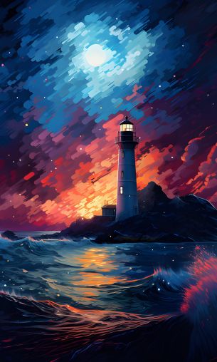 lighthouse, storm, night, waves Wallpaper 1200x2000
