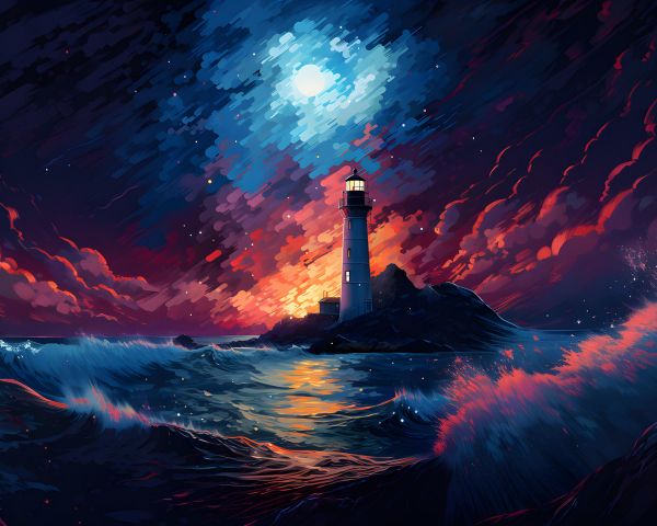 lighthouse, storm, night, waves Wallpaper 1280x1024
