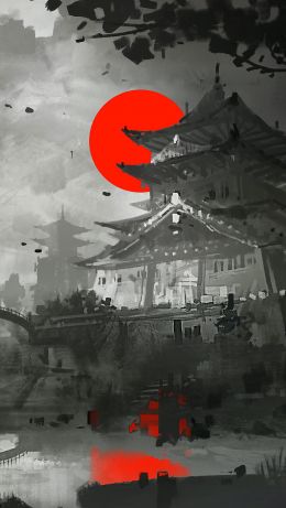 figure, japan, grey, dark Wallpaper 640x1136