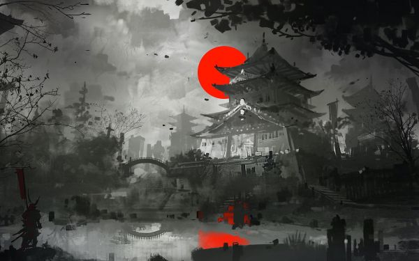 figure, japan, grey, dark Wallpaper 1920x1200