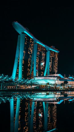 Обои 640x1136 Marina Bay Sands, Сингапур, ночь