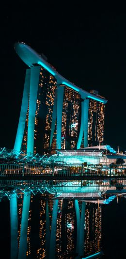 Marina Bay Sands, Singapore, night Wallpaper 1440x2960