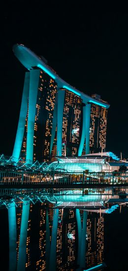 Обои 720x1520 Marina Bay Sands, Сингапур, ночь