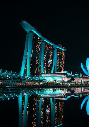 Marina Bay Sands, Singapore, night Wallpaper 1668x2388