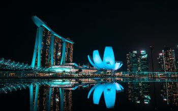 Обои 1920x1200 Marina Bay Sands, Сингапур, ночь