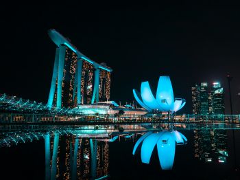 Обои 800x600 Marina Bay Sands, Сингапур, ночь