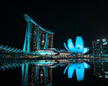 Marina Bay Sands, Singapore, night Wallpaper 1280x1024