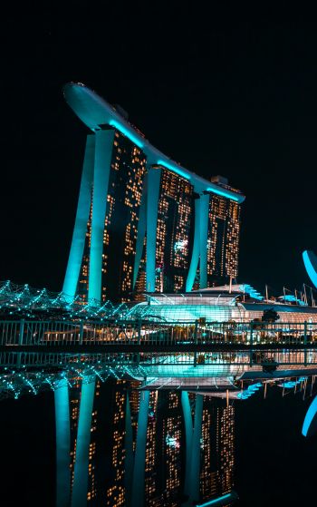 Обои 1752x2800 Marina Bay Sands, Сингапур, ночь