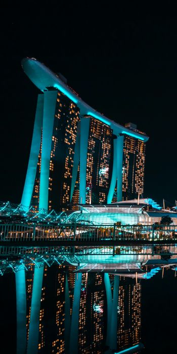 Обои 720x1440 Marina Bay Sands, Сингапур, ночь