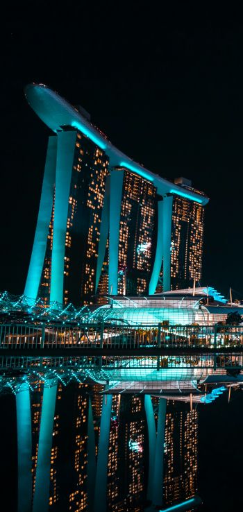 Обои 720x1520 Marina Bay Sands, Сингапур, ночь