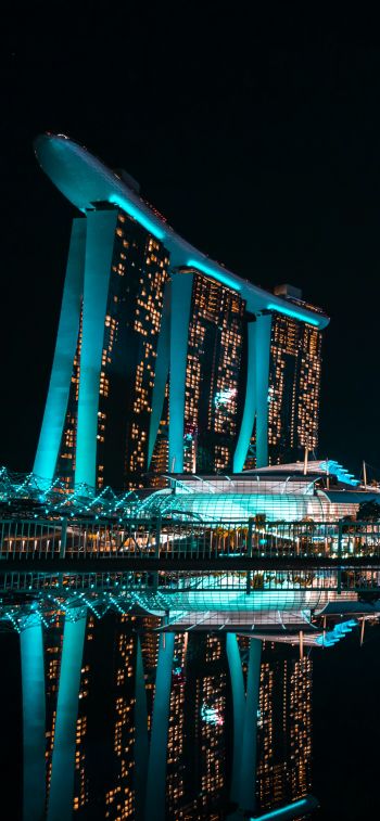 Обои 1125x2436 Marina Bay Sands, Сингапур, ночь