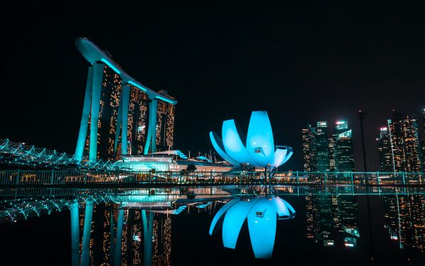 Обои 2560x1600 Marina Bay Sands, Сингапур, ночь