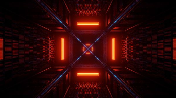 neon, symmetry, abstraction Wallpaper 1366x768