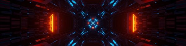 neon, symmetry, abstraction Wallpaper 1590x400