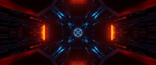 neon, symmetry, abstraction Wallpaper 3440x1440