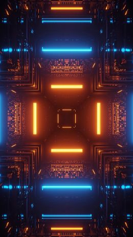 neon, symmetry, abstraction Wallpaper 750x1334