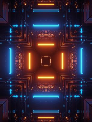 neon, symmetry, abstraction Wallpaper 1620x2160