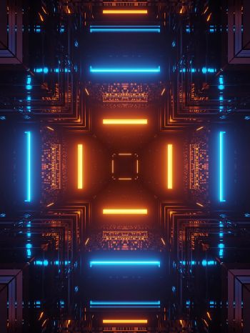 neon, symmetry, abstraction Wallpaper 1536x2048