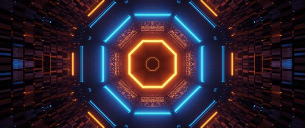 neon, symmetry, abstraction Wallpaper 2560x1080