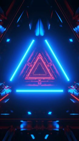 neon, symmetry, abstraction, triangle Wallpaper 640x1136