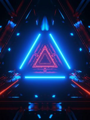 neon, symmetry, abstraction, triangle Wallpaper 1536x2048