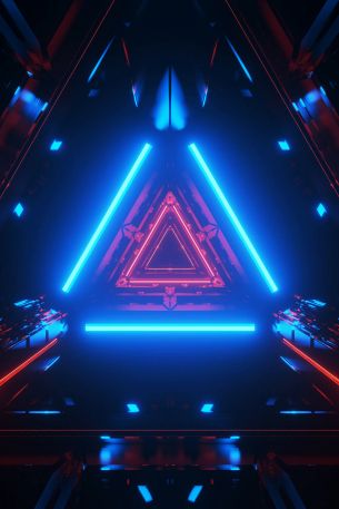 neon, symmetry, abstraction, triangle Wallpaper 640x960