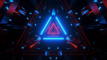 neon, symmetry, abstraction, triangle Wallpaper 1366x768