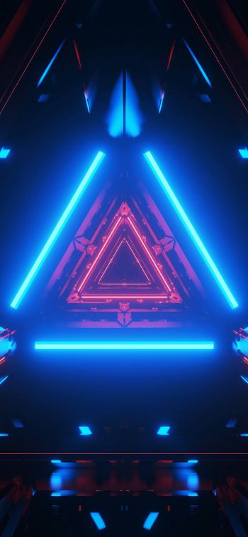 neon, symmetry, abstraction, triangle Wallpaper 828x1792