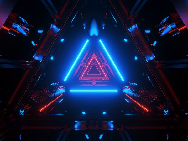 neon, symmetry, abstraction, triangle Wallpaper 1024x768