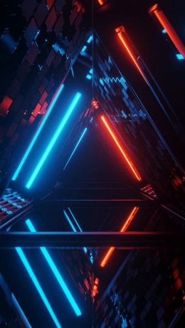 neon, symmetry, abstraction, triangle Wallpaper 640x1136