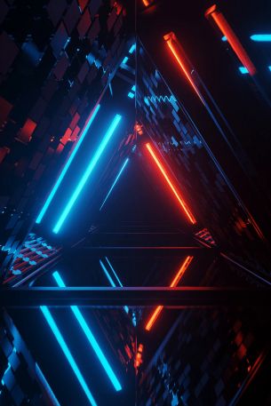 neon, symmetry, abstraction, triangle Wallpaper 640x960