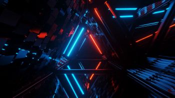 neon, symmetry, abstraction, triangle Wallpaper 2048x1152