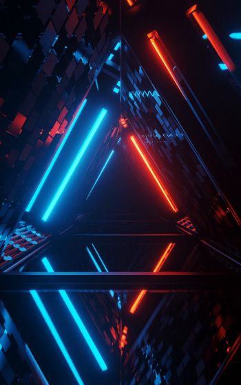 neon, symmetry, abstraction, triangle Wallpaper 800x1280