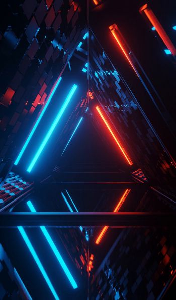neon, symmetry, abstraction, triangle Wallpaper 600x1024