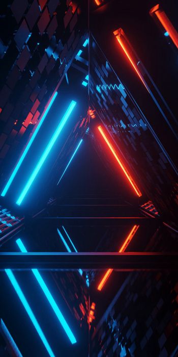 neon, symmetry, abstraction, triangle Wallpaper 720x1440
