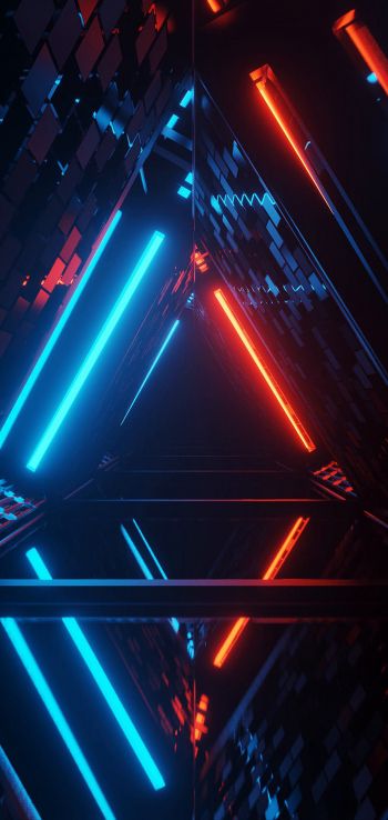 neon, symmetry, abstraction, triangle Wallpaper 720x1520