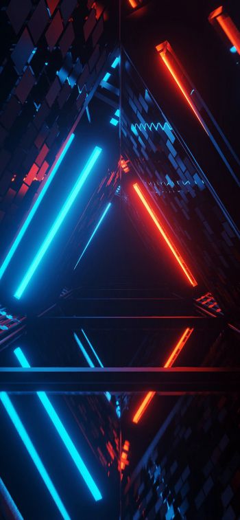 neon, symmetry, abstraction, triangle Wallpaper 828x1792